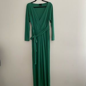 CURVE Plus size floor length faux wrap long sleeve dress